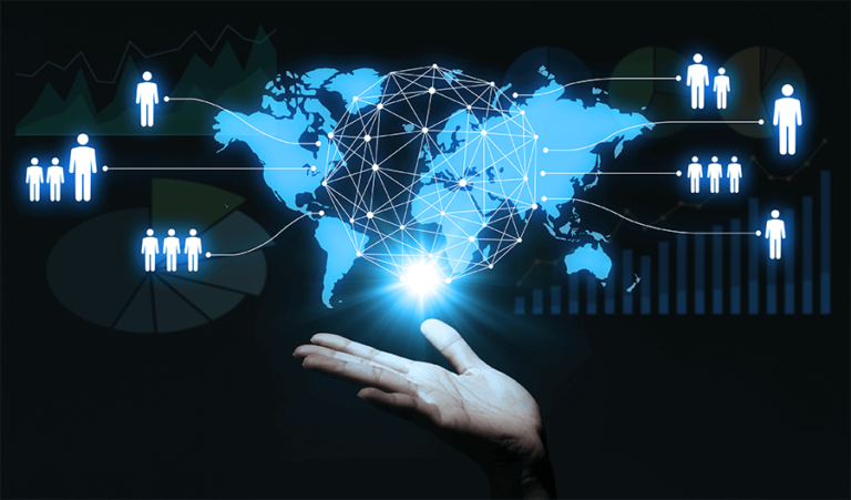Global network connectivity and data sharing concept