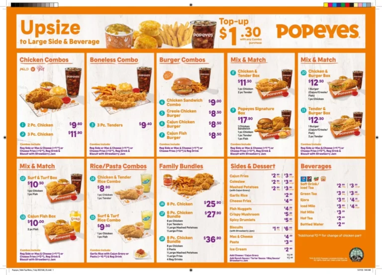 Popeyes Menu With Prices
