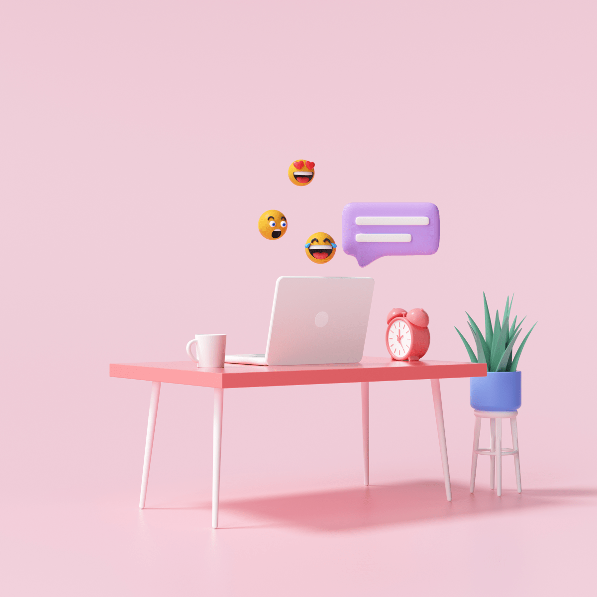 3d table laptop with bubbles chat emojis work from home online chatting concept 3d render illustration 1 1763212471.png